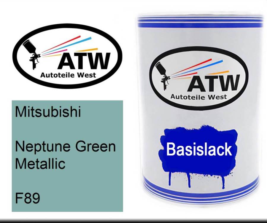 Mitsubishi, Neptune Green Metallic, F89: 500ml Lackdose, von ATW Autoteile West.